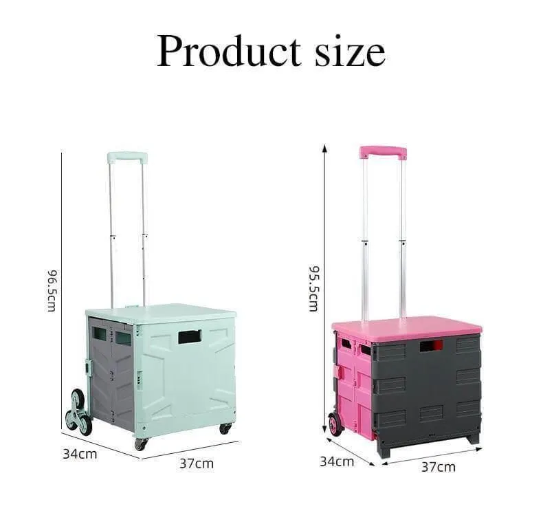Foldable Grocery Cart - Portable Picnic Trolley Organizer