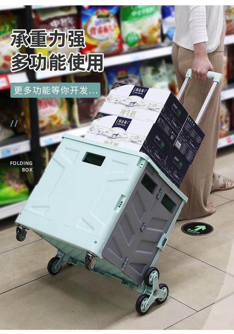 Foldable Grocery Cart - Portable Picnic Trolley Organizer