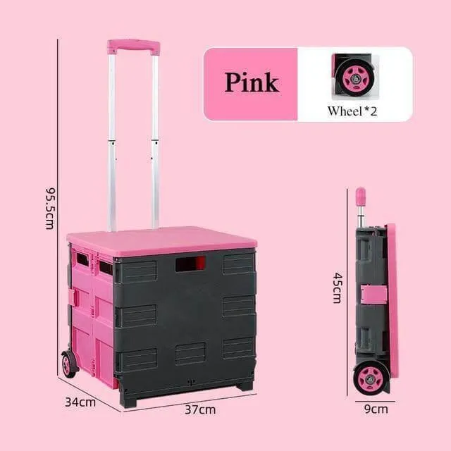 Foldable Grocery Cart - Portable Picnic Trolley Organizer