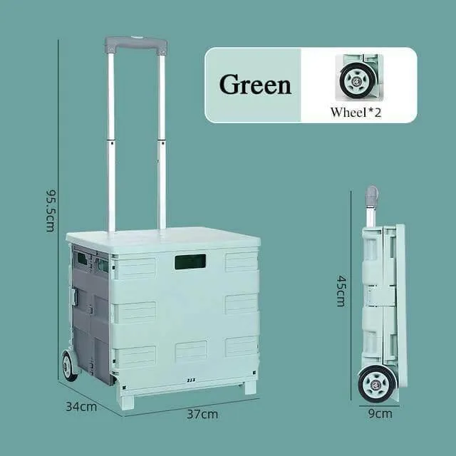 Foldable Grocery Cart - Portable Picnic Trolley Organizer