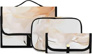 Foldable Hanging Travel Toiletry Organizer Set 3-Piece with Cosmetic Bag & Brush Holder - Flower (3)