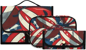 Foldable Hanging Travel Toiletry Organizer Set 3-Piece with Cosmetic Bag & Brush Holder - Football (7)