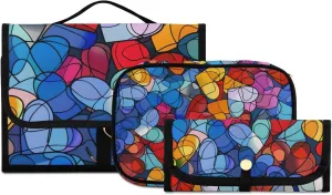Foldable Hanging Travel Toiletry Organizer Set 3-Piece with Cosmetic Bag & Brush Holder - Heart (5)