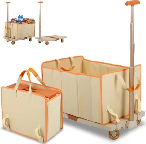 Foldable Shopping Cart,330lbs Folding Cart with Wheels, Utility Foldable Wagon,Collapsible Utility Cart for Camping, Groceries, Garden Care, Pet Stroller (28.35"×15.75"×18.9")