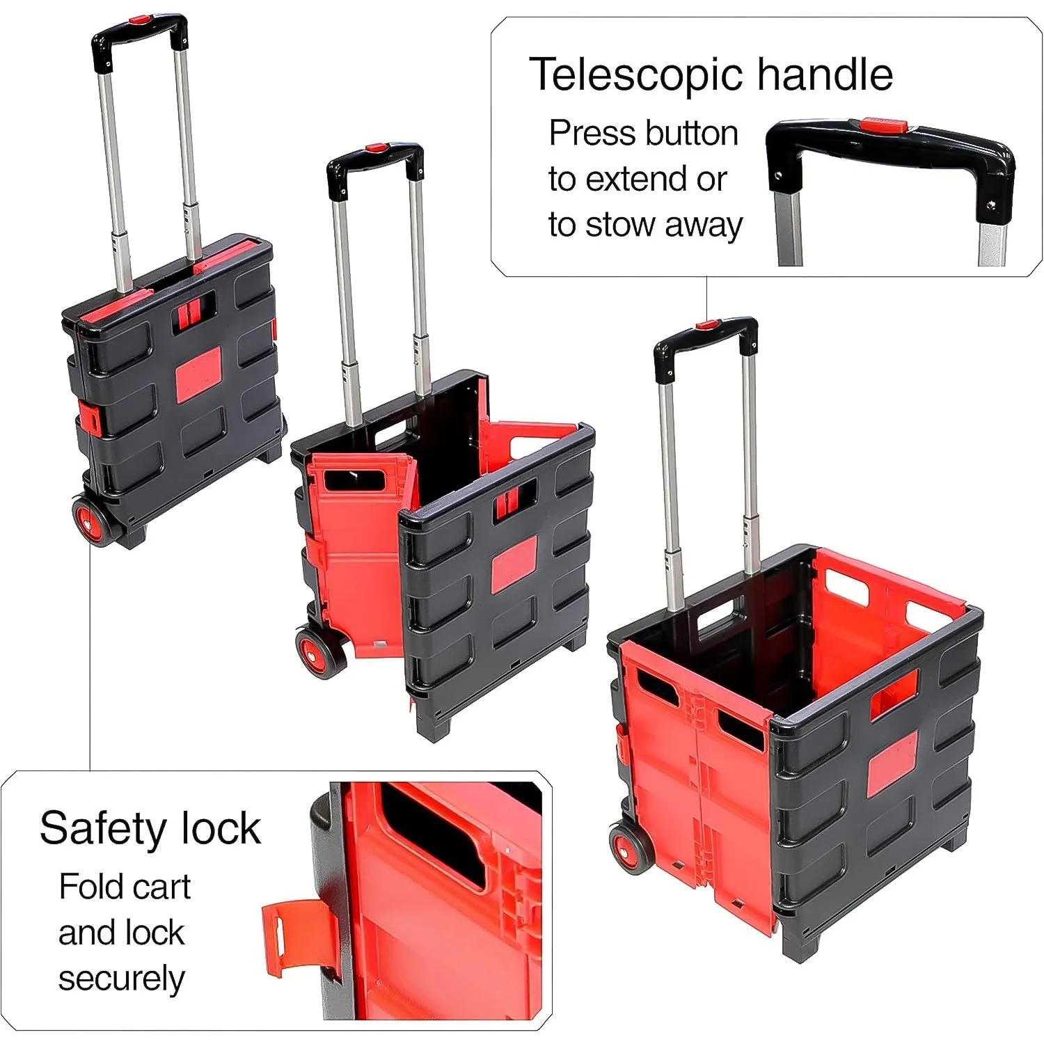 Foldable Shopping Trolley Cart Travel Basket