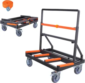 Folding Drywall Cart Heavy Duty,Panel Cart Load 2200 lbs Capacity,Drywall Dolly with Rubber Swivel Casters,Panel Dolly Handling Plywood Sheetrock Glass and Windows Service