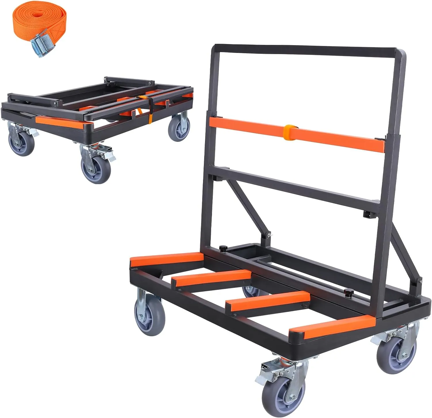 Folding Drywall Cart Heavy Duty,Panel Cart Load 2200 lbs Capacity,Drywall Dolly with Rubber Swivel Casters,Panel Dolly Handling Plywood Sheetrock Glass and Windows Service