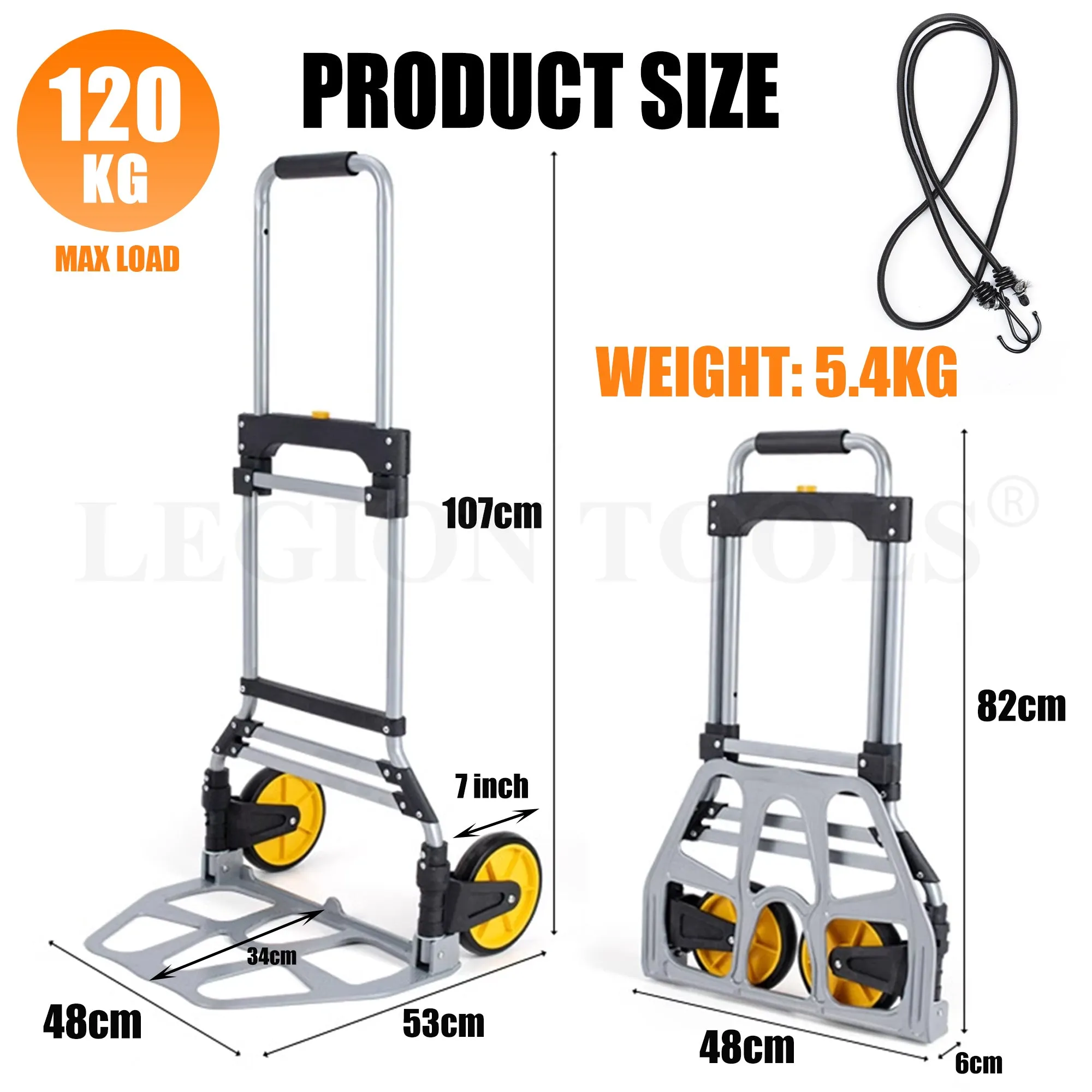 Folding Luggage Cart Heavy Duty 120kg 70kg