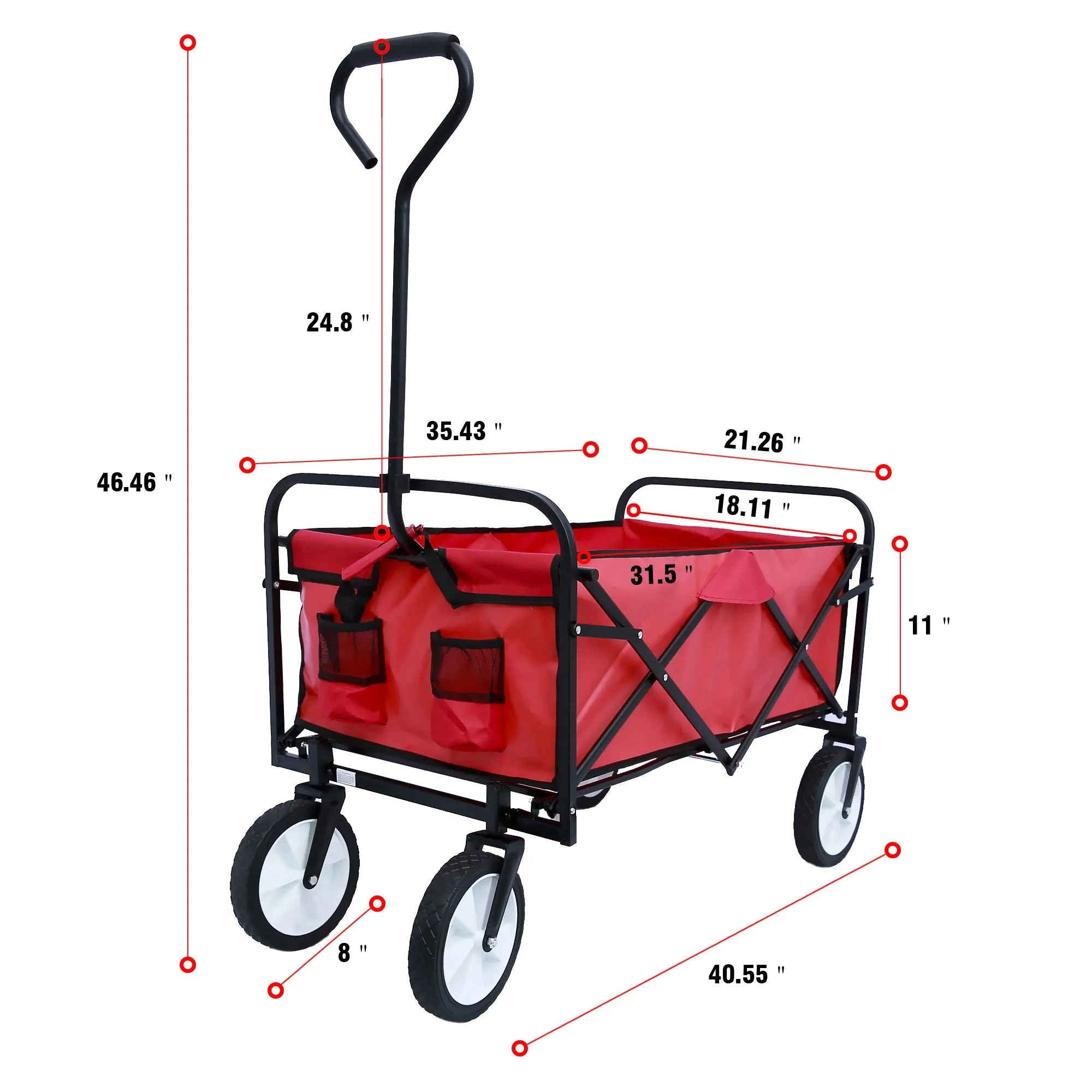 Folding Wagon Garden Cart - Large Capacity Utility Grocery Shopping Beach Carts with Wheels Moving Trolley for Outdoor