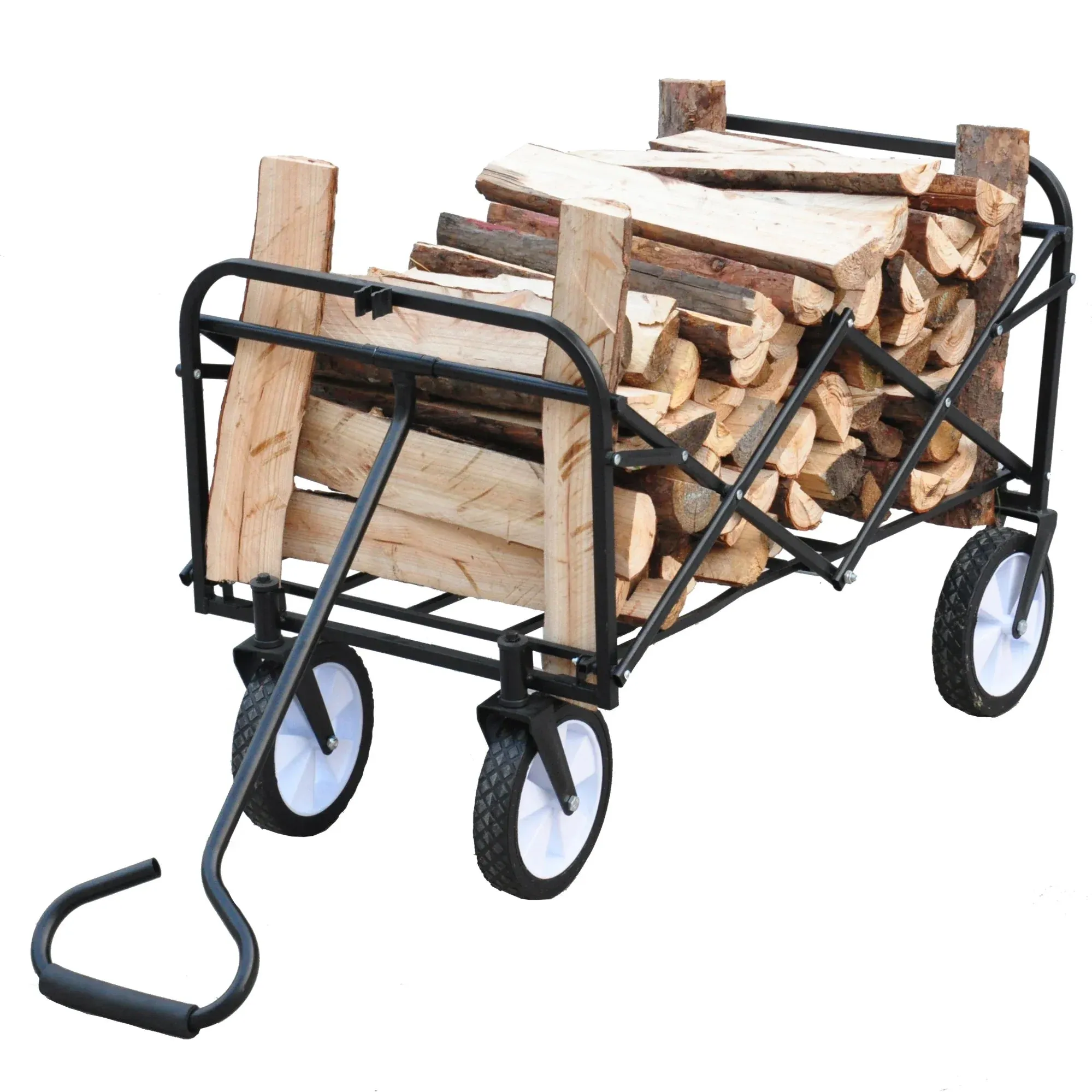 Folding Wagon Garden Cart - Large Capacity Utility Grocery Shopping Beach Carts with Wheels Moving Trolley for Outdoor