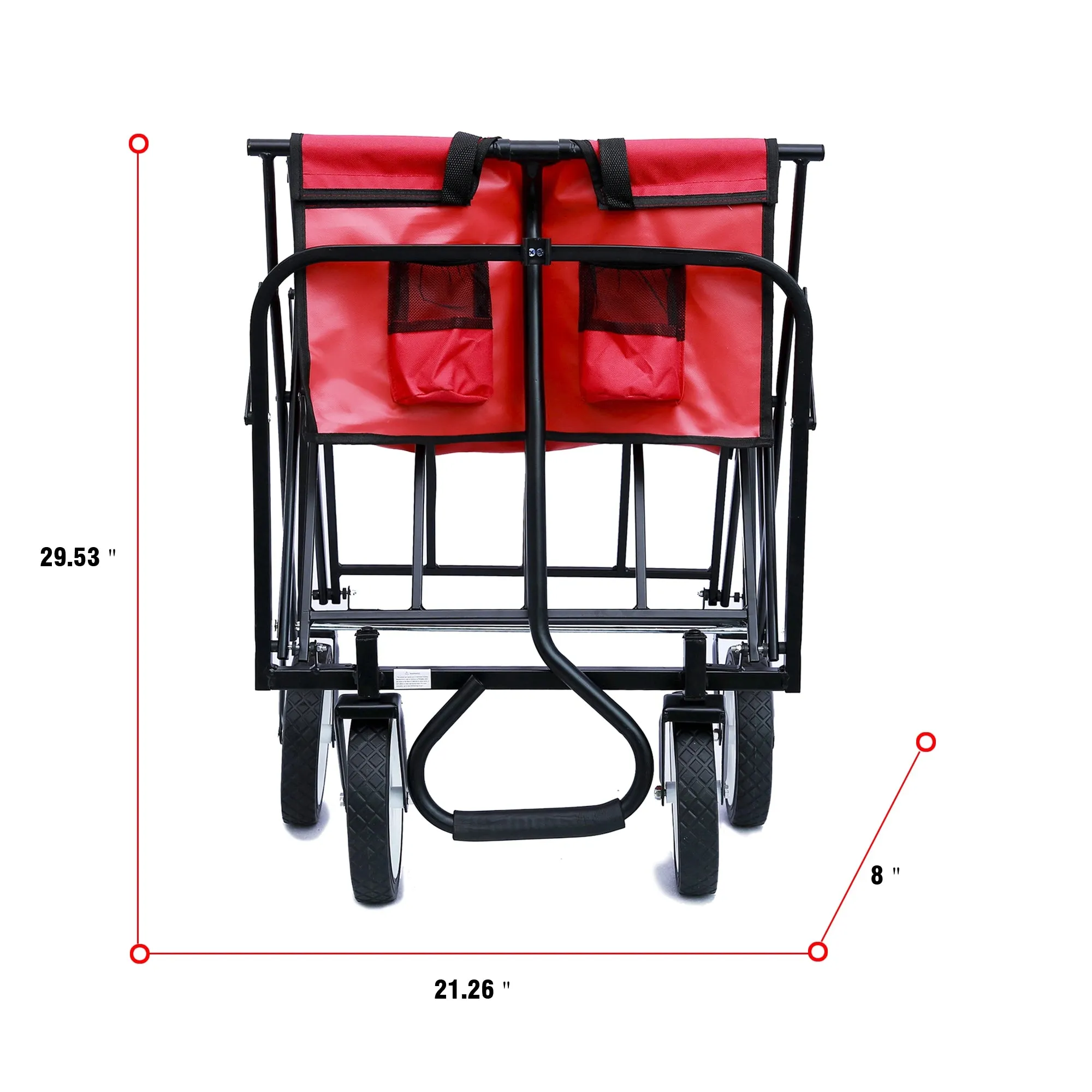 Folding Wagon Garden Cart - Large Capacity Utility Grocery Shopping Beach Carts with Wheels Moving Trolley for Outdoor