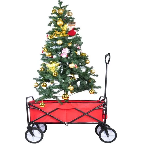 Folding Wagon Garden Cart - Large Capacity Utility Grocery Shopping Beach Carts with Wheels Moving Trolley for Outdoor
