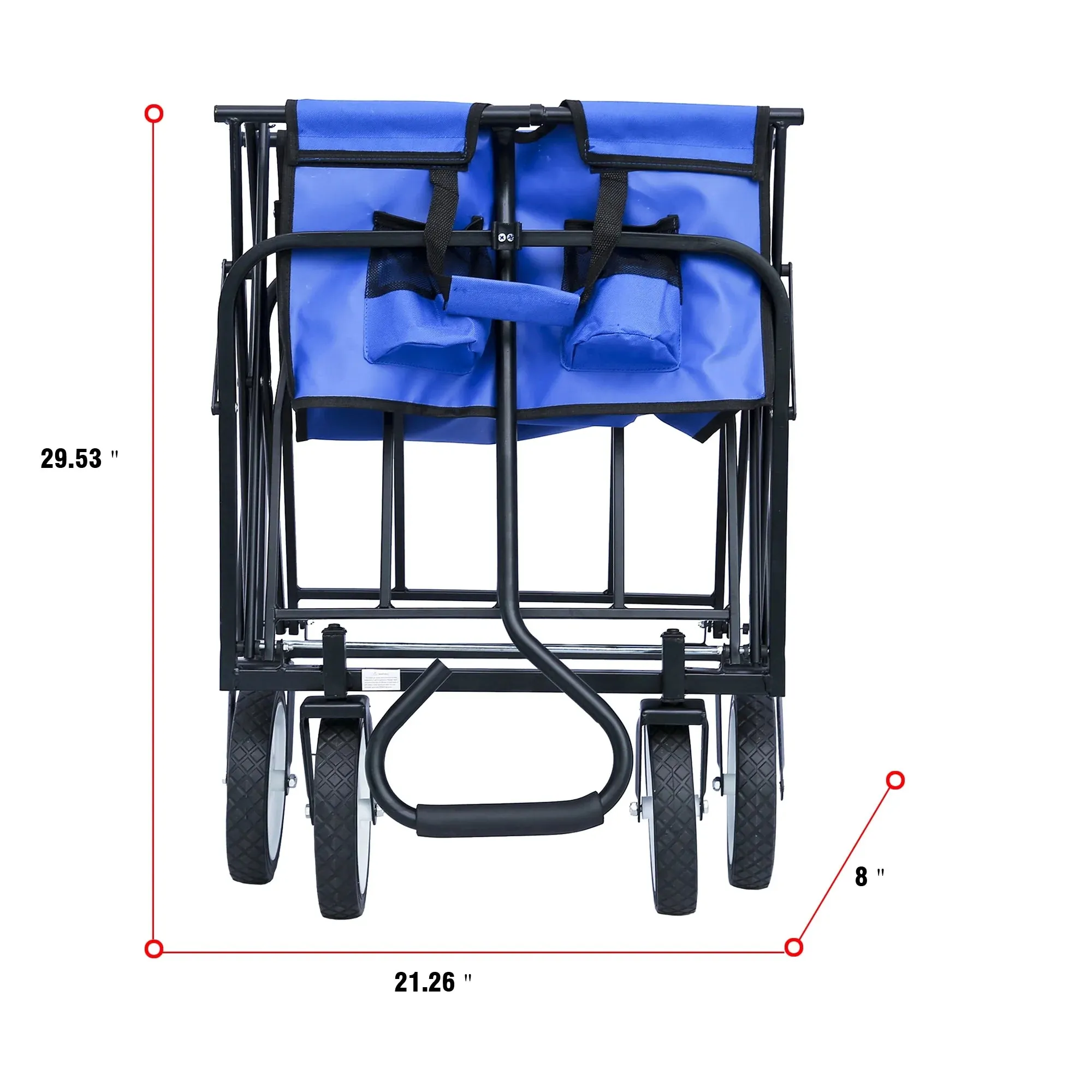 Folding Wagon Garden Cart - Large Capacity Utility Grocery Shopping Beach Carts with Wheels Moving Trolley for Outdoor