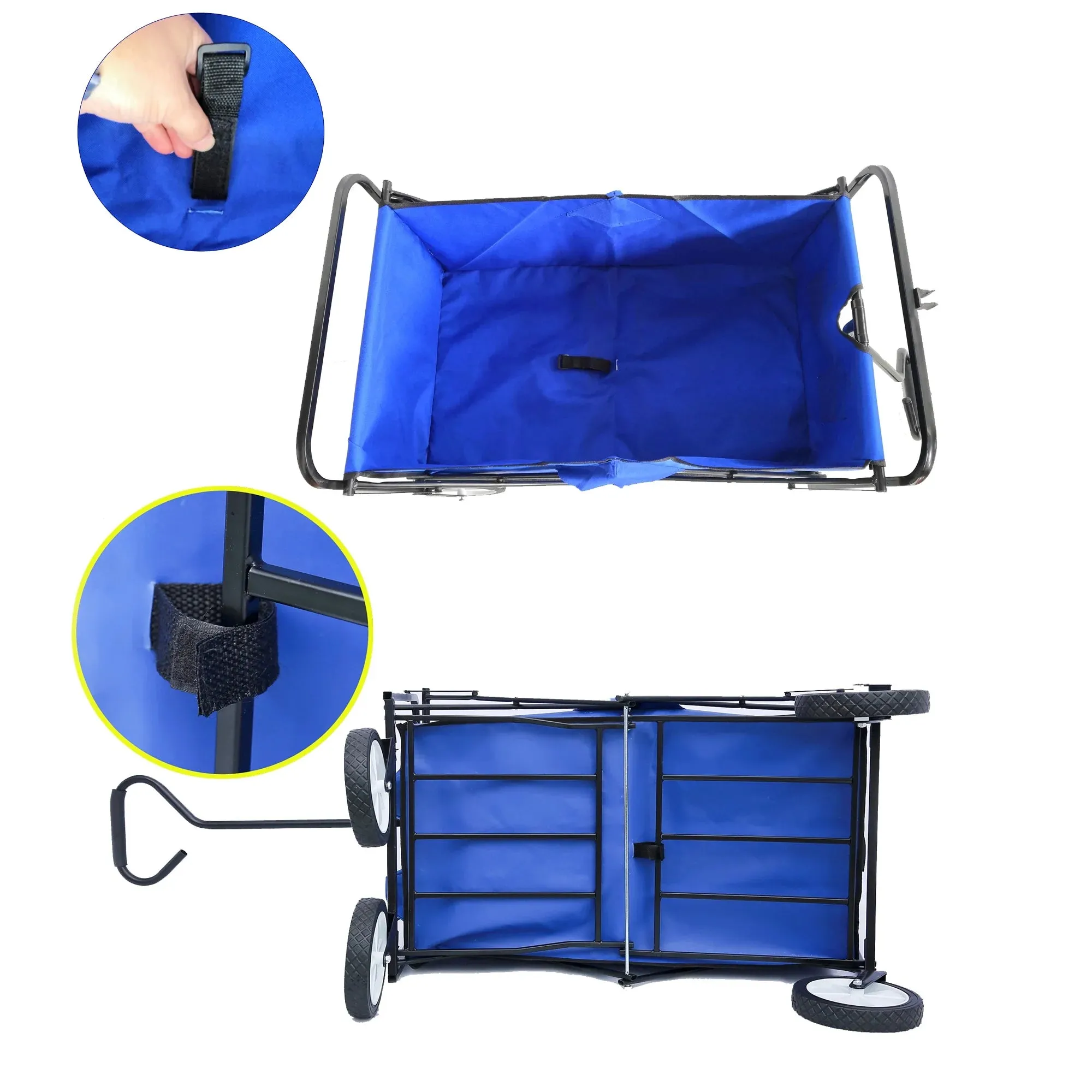 Folding Wagon Garden Cart - Large Capacity Utility Grocery Shopping Beach Carts with Wheels Moving Trolley for Outdoor
