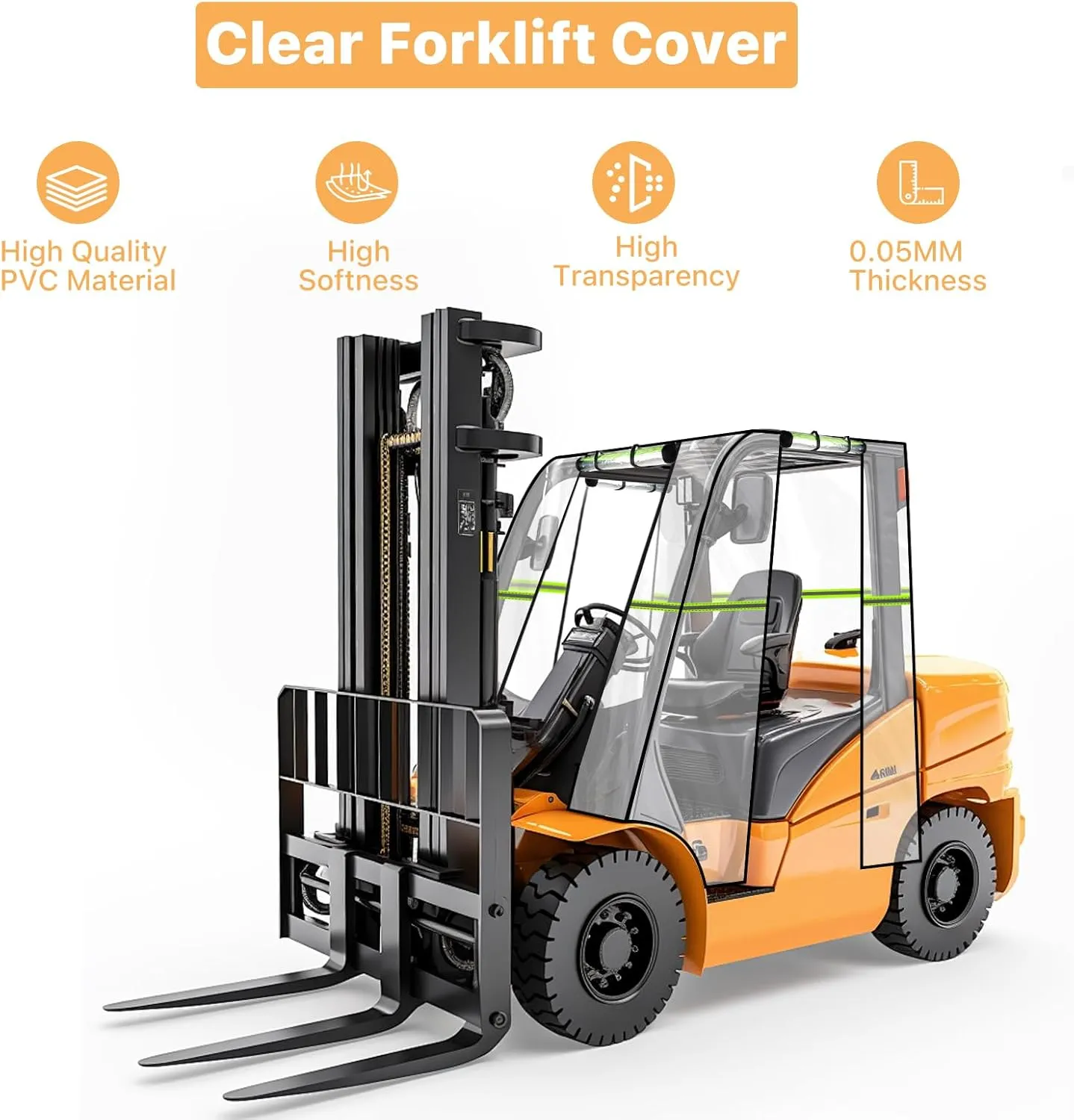 Forklift Rain Cover Cab Enclosure - YSJWAER Forklift Universal Accessories All-Weather Protection Fits Forklift Capacity Up to 8000 Lbs