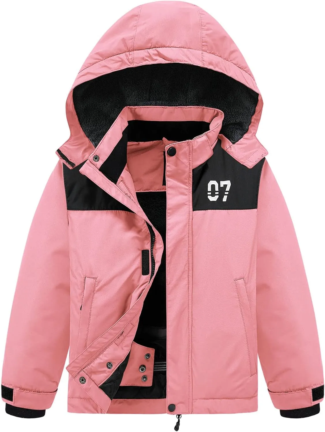 FREE SOLDIER Boys Girls Waterproof Ski Jacket Fleece Lined Warm Winter Snow Coat Kids Winter Jacket with Detachable Hood