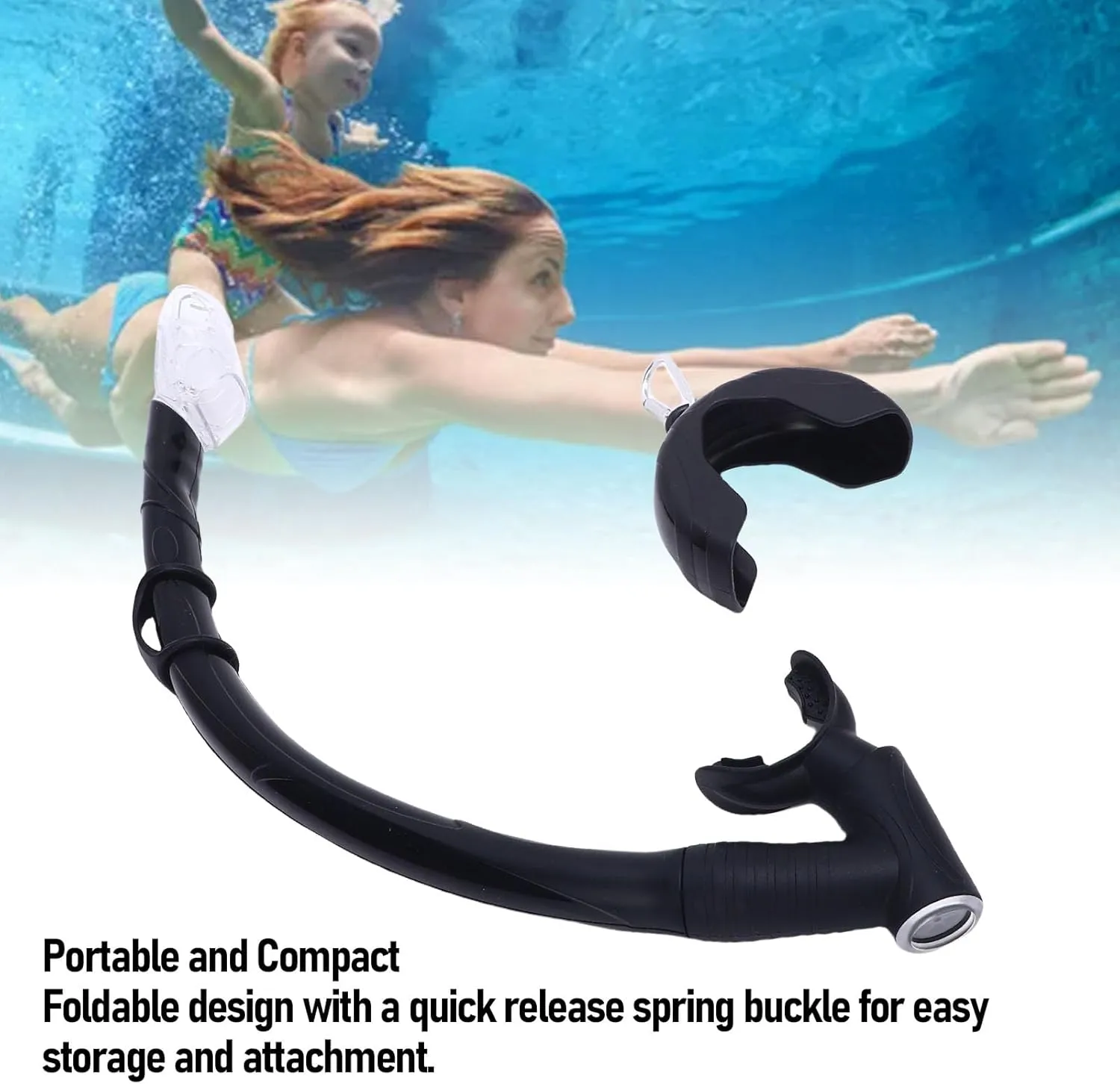 Freediving Snorkel, 2 in 1 Silicone Streamlined Soft Roll Up Snorkel, Folding Snorkel Tube with Compact Storage Box, for Freediving, Diving, and Snorkeling