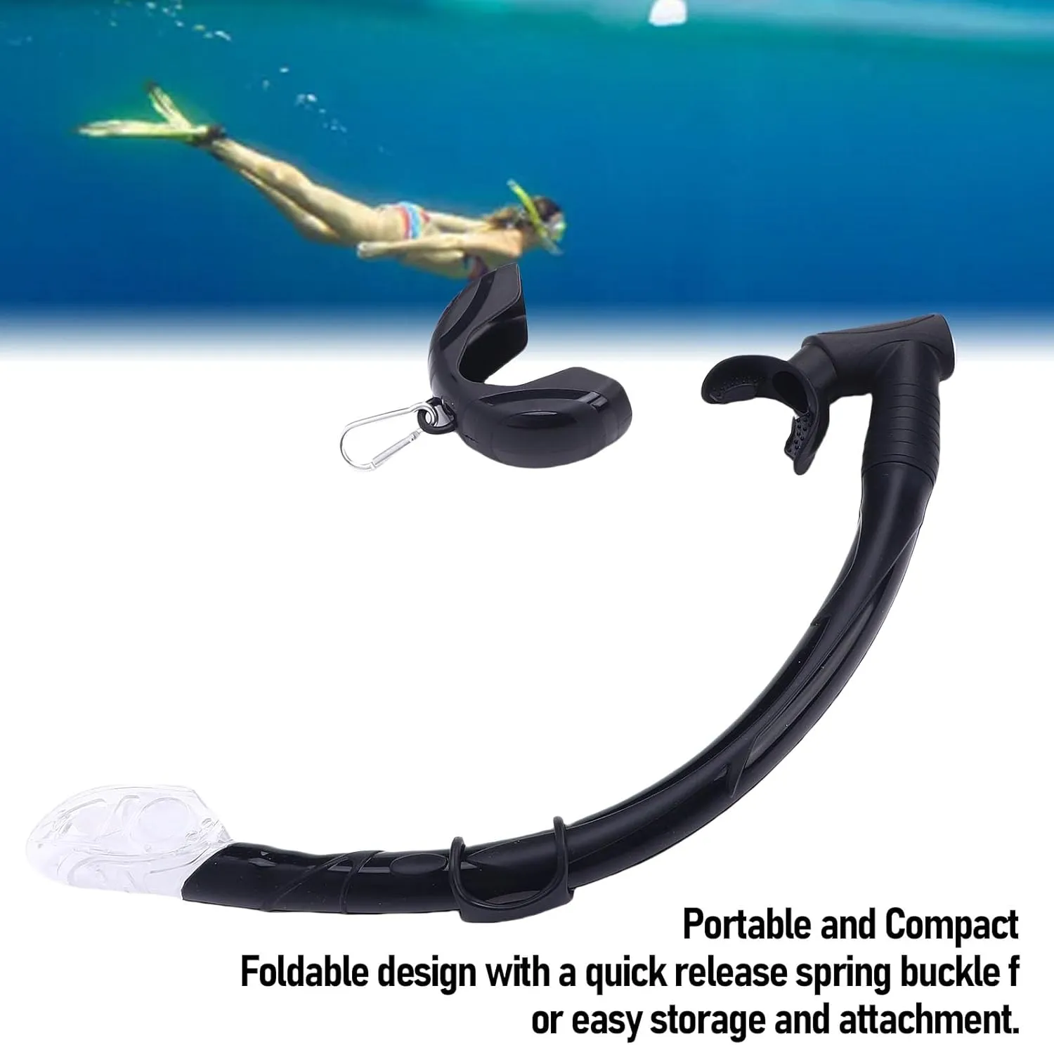 Freediving Snorkel, 2 in 1 Silicone Streamlined Soft Roll Up Snorkel, Folding Snorkel Tube with Compact Storage Box, for Freediving, Diving, and Snorkeling