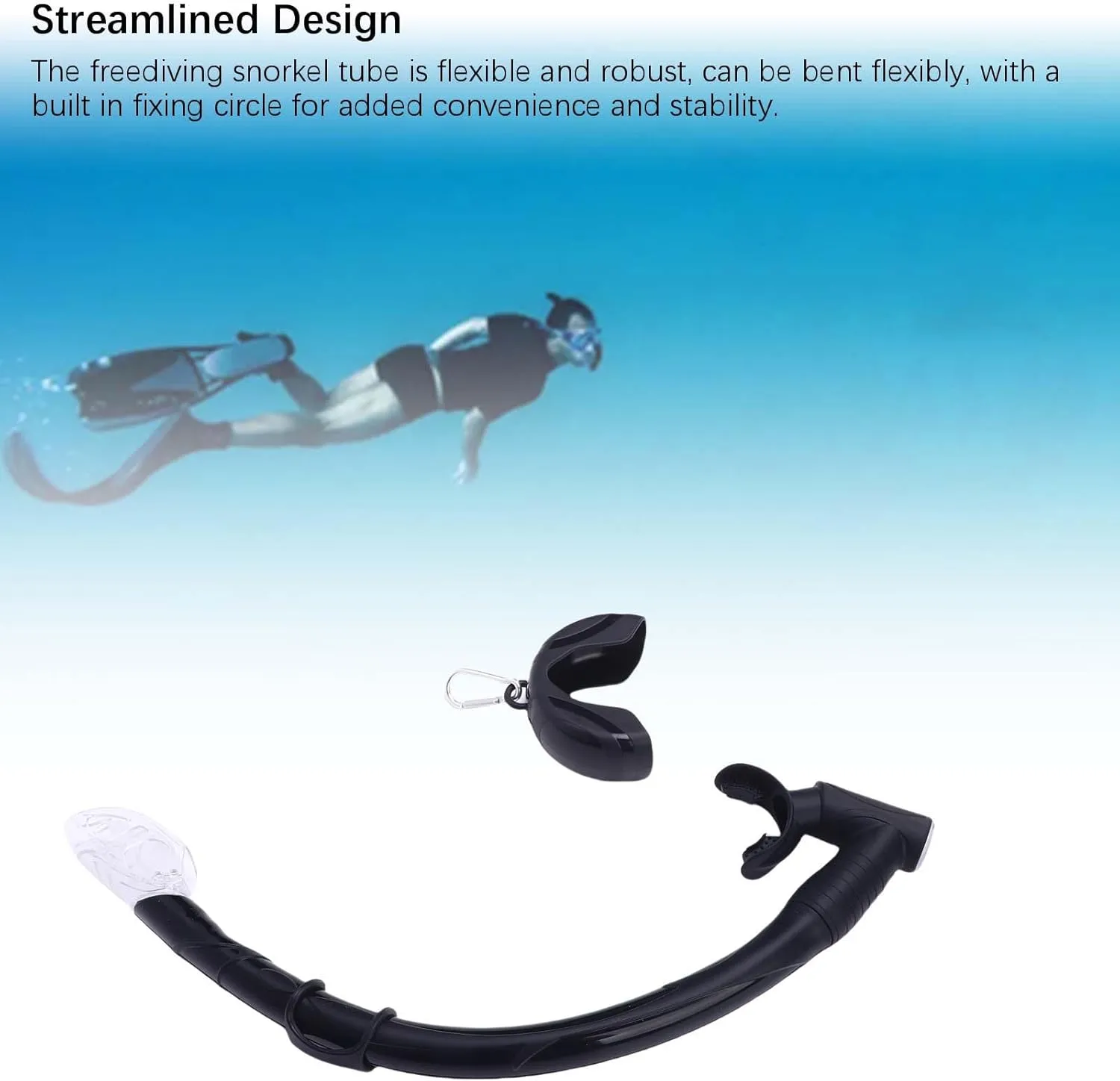 Freediving Snorkel, 2 in 1 Silicone Streamlined Soft Roll Up Snorkel, Folding Snorkel Tube with Compact Storage Box, for Freediving, Diving, and Snorkeling