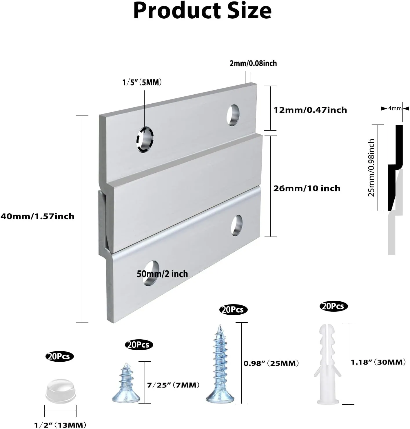 French Cleat Picture Hanger 2 Inches Aluminum Z Hanger Supports 30lbs - Interlocking Wall Mounting Bracket Hardware Kit for Hanging Mirrors, Picture, Shelf, Whiteboard, Art, Frames (2"-10Pairs)