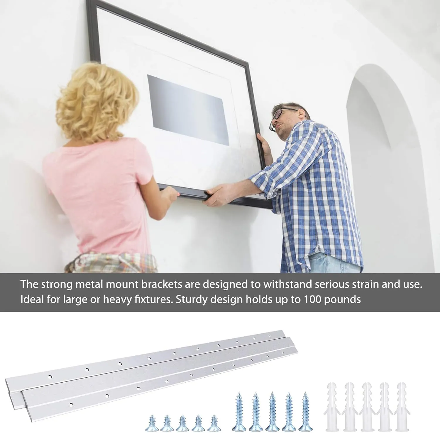 French Cleat Picture Hanger, Aluminum Z Hanger Interlocking Wall Mounting Bracket Hardware Kit Z Clips for Hanging Wall Painting, Mirrors, Panels, Artwork, Cabinet, Whiteboard (30inch-1Pairs)
