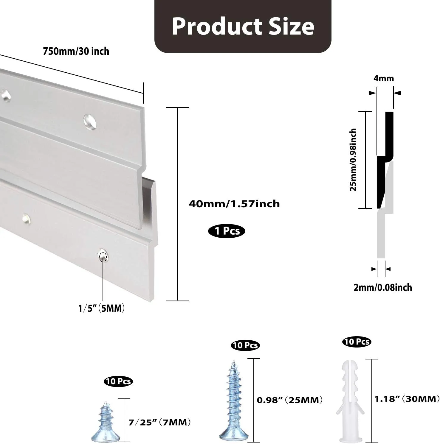 French Cleat Picture Hanger, Aluminum Z Hanger Interlocking Wall Mounting Bracket Hardware Kit Z Clips for Hanging Wall Painting, Mirrors, Panels, Artwork, Cabinet, Whiteboard (30inch-1Pairs)