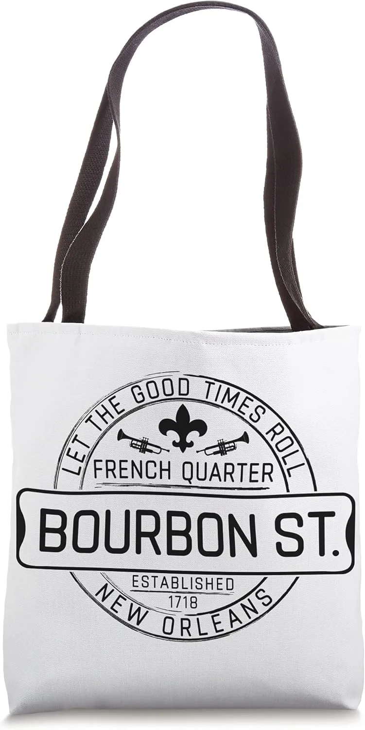 French Quarter Bourbon St New Orleans Fleur De Lis Souvenir Tote Bag