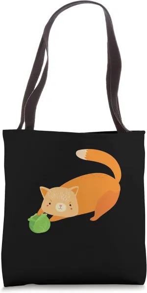 Funny Cat Playing Cabbage Vegetarian Cabbage Lover Tote Bag