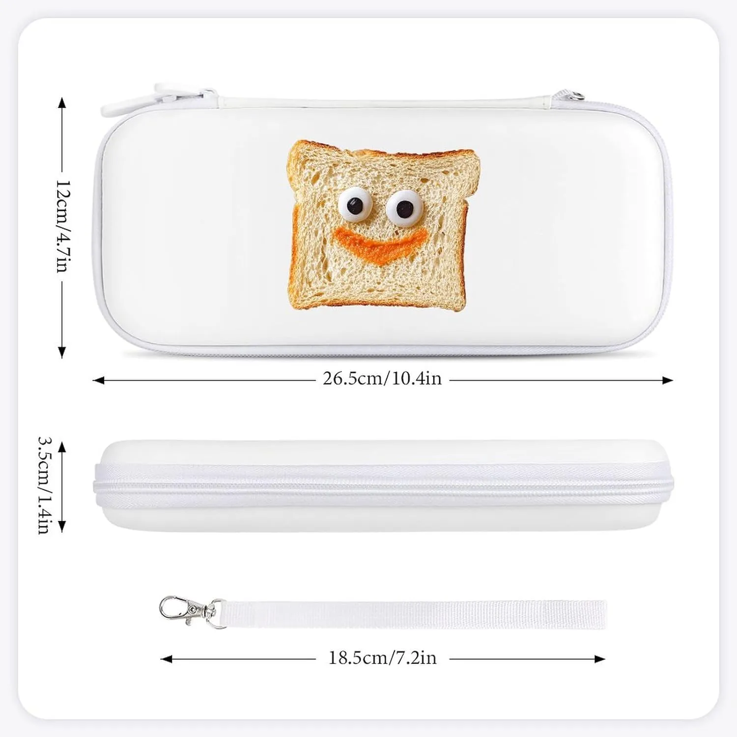 Funny Toast Slices Compatible with Switch Carrying Case Hard Travel Game Bag Pouch with 15 Games Accessories