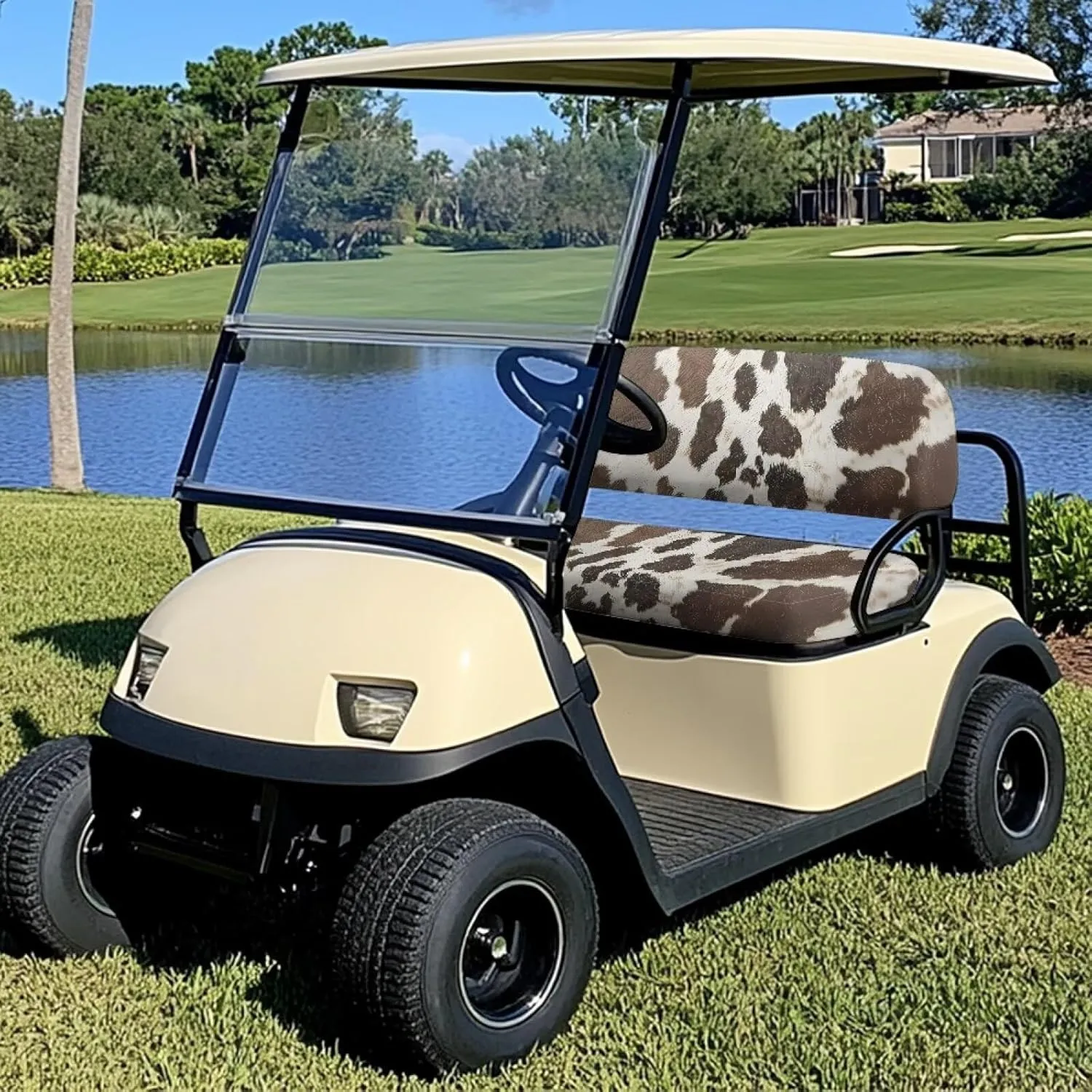 Fur Spot Print Wolf Elastic Spandex Golf Seat Covers Heavy-Duty Golf Cart Seat Covers for All Weather Conditions Universal Fit for 2/4 Passenger Provides All-Weather Protection