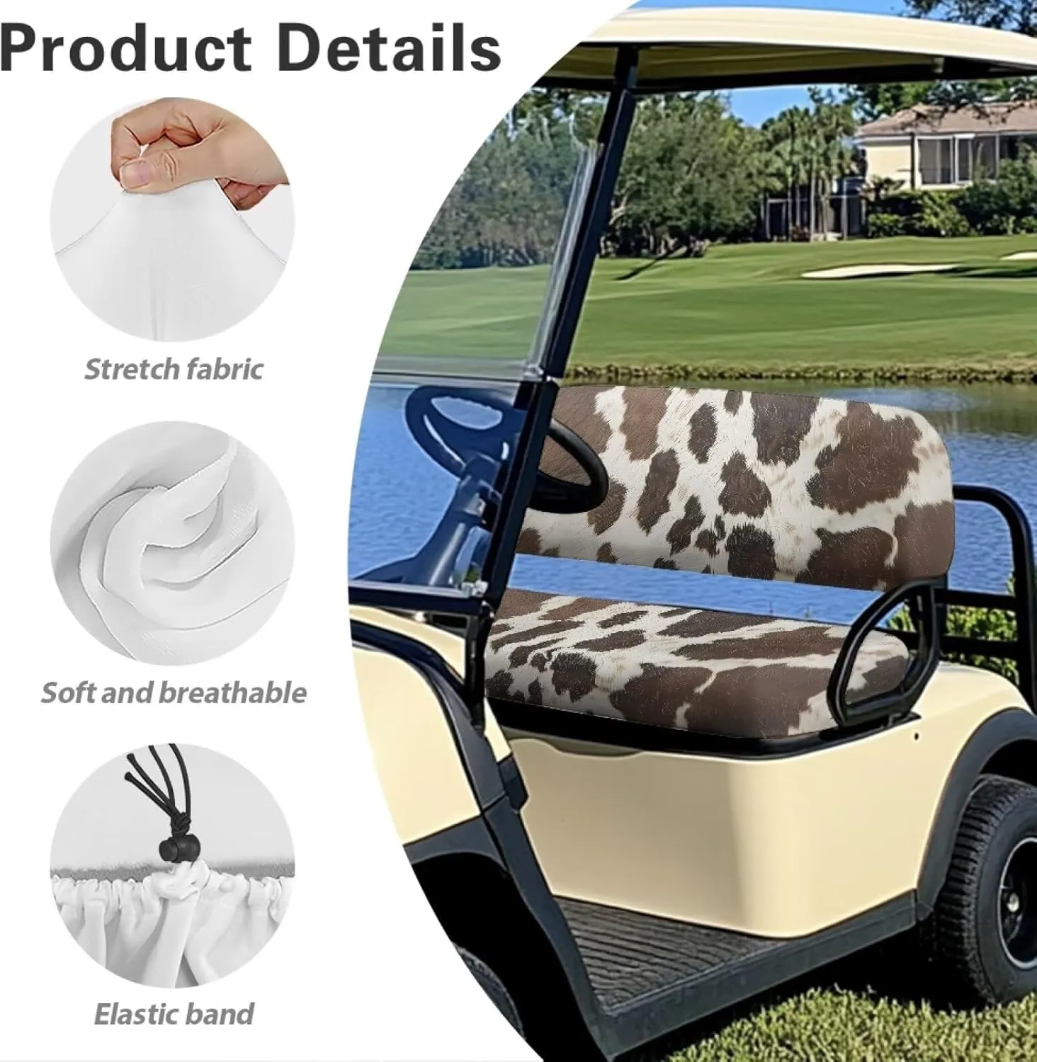 Fur Spot Print Wolf Elastic Spandex Golf Seat Covers Heavy-Duty Golf Cart Seat Covers for All Weather Conditions Universal Fit for 2/4 Passenger Provides All-Weather Protection