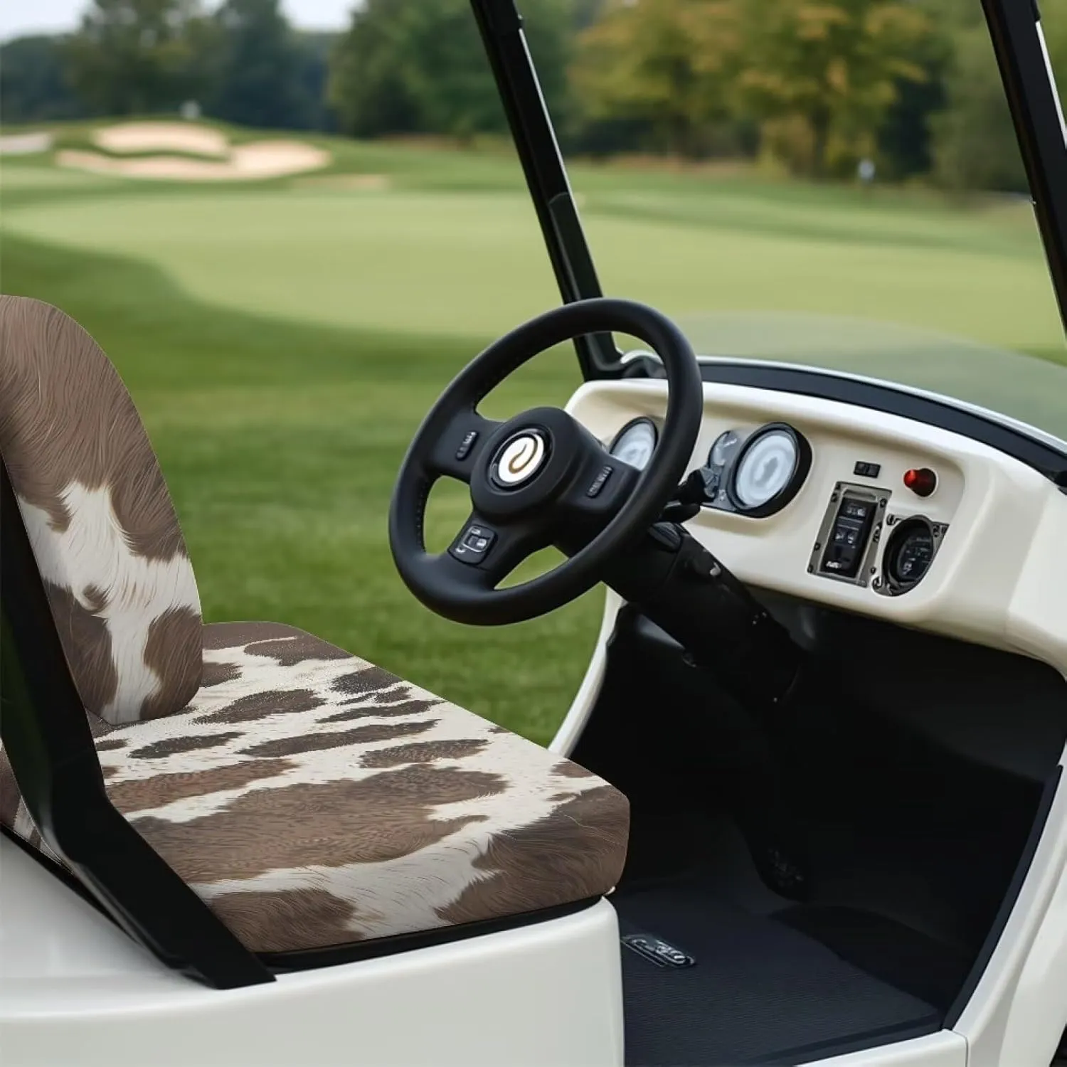 Fur Spot Print Wolf Elastic Spandex Golf Seat Covers Heavy-Duty Golf Cart Seat Covers for All Weather Conditions Universal Fit for 2/4 Passenger Provides All-Weather Protection