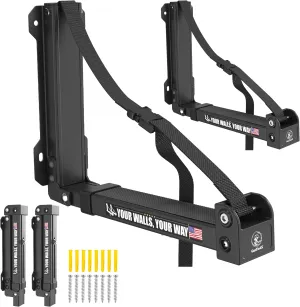 GanFindX Foldable Kayak Wall Rack | Heavy-Duty 9.5-13.8" Kayak Storage Rack Hanger & Plastic Buckle Straps, Indoor/Outdoor Cradles for Canoe, Kayak, Paddle Board, Surfboard, Snowboard