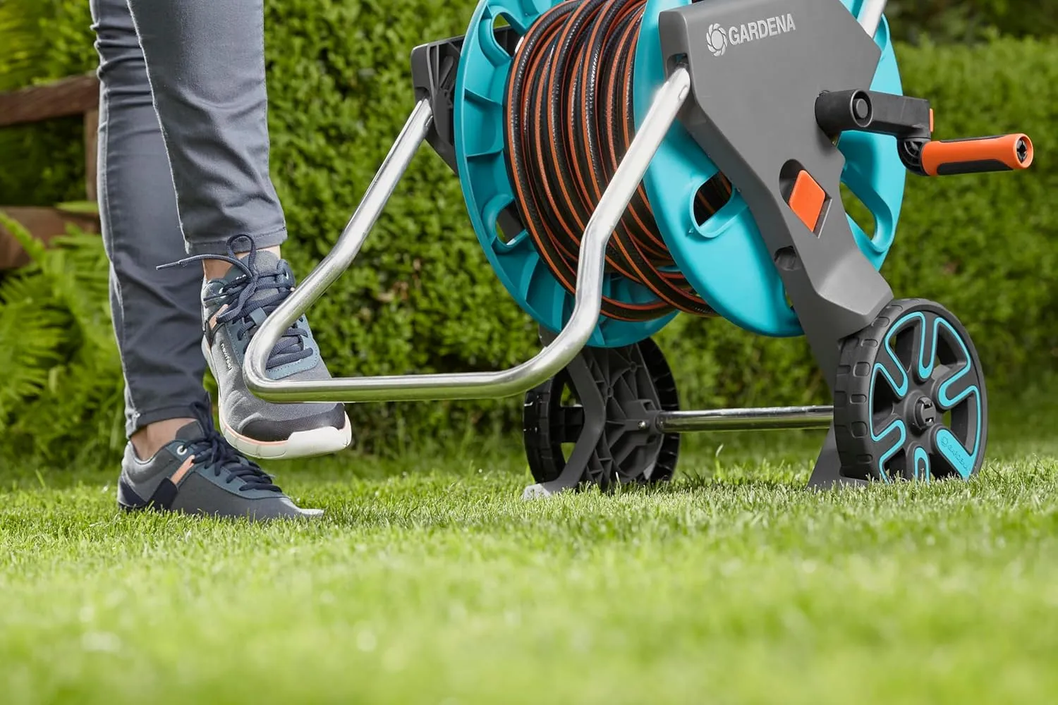 GARDENA (18517) CleverRoll (1/2" Small/Medium) Frost-Proof Hose Cart, Includes 60' 1/2" Hose, for Convenient Hose Storage and Watering, Hose Included