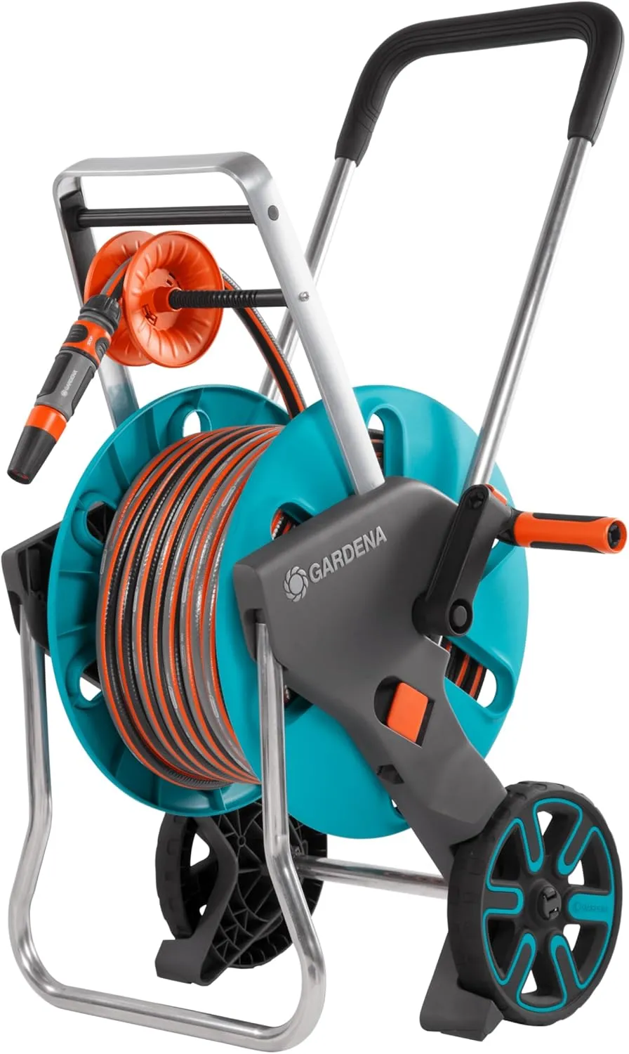GARDENA (18517) CleverRoll (1/2" Small/Medium) Frost-Proof Hose Cart, Includes 60' 1/2" Hose, for Convenient Hose Storage and Watering, Hose Included