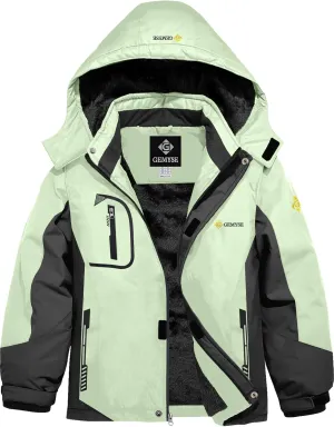 GEMYSE Boy's Waterproof Ski Snow Jacket Fleece Windproof Winter Jacket with Hood