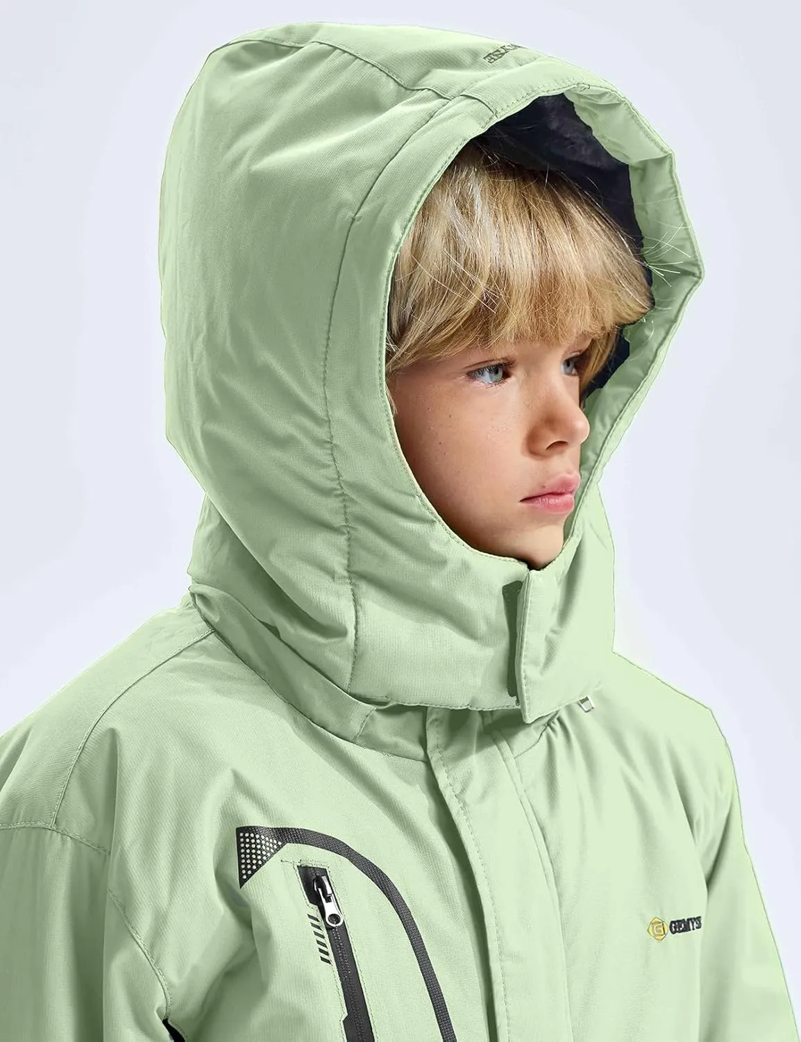 GEMYSE Boy's Waterproof Ski Snow Jacket Fleece Windproof Winter Jacket with Hood