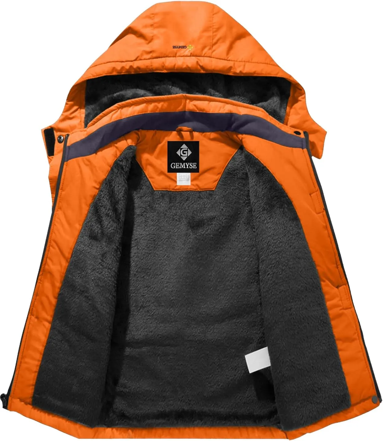 GEMYSE Boy's Waterproof Ski Snow Jacket Hooded Fleece Windproof Winter Jacket