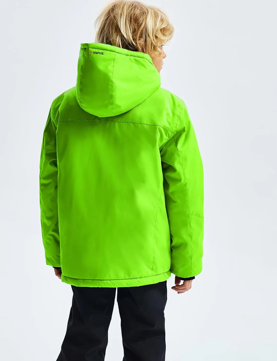 GEMYSE Boy's Waterproof Ski Snow Jacket Hooded Fleece Windproof Winter Jacket