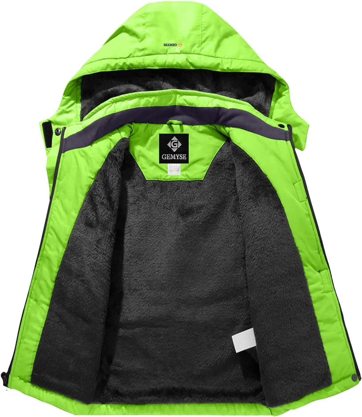 GEMYSE Boy's Waterproof Ski Snow Jacket Hooded Fleece Windproof Winter Jacket