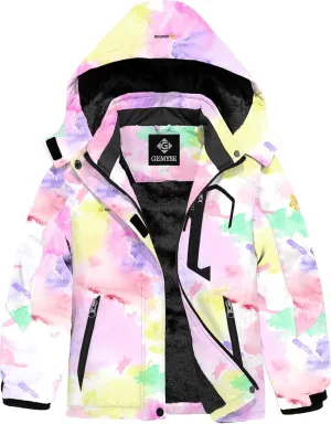 GEMYSE Girl's Waterproof Ski Snow Jacket Fleece Windproof Winter Jacket with Hood