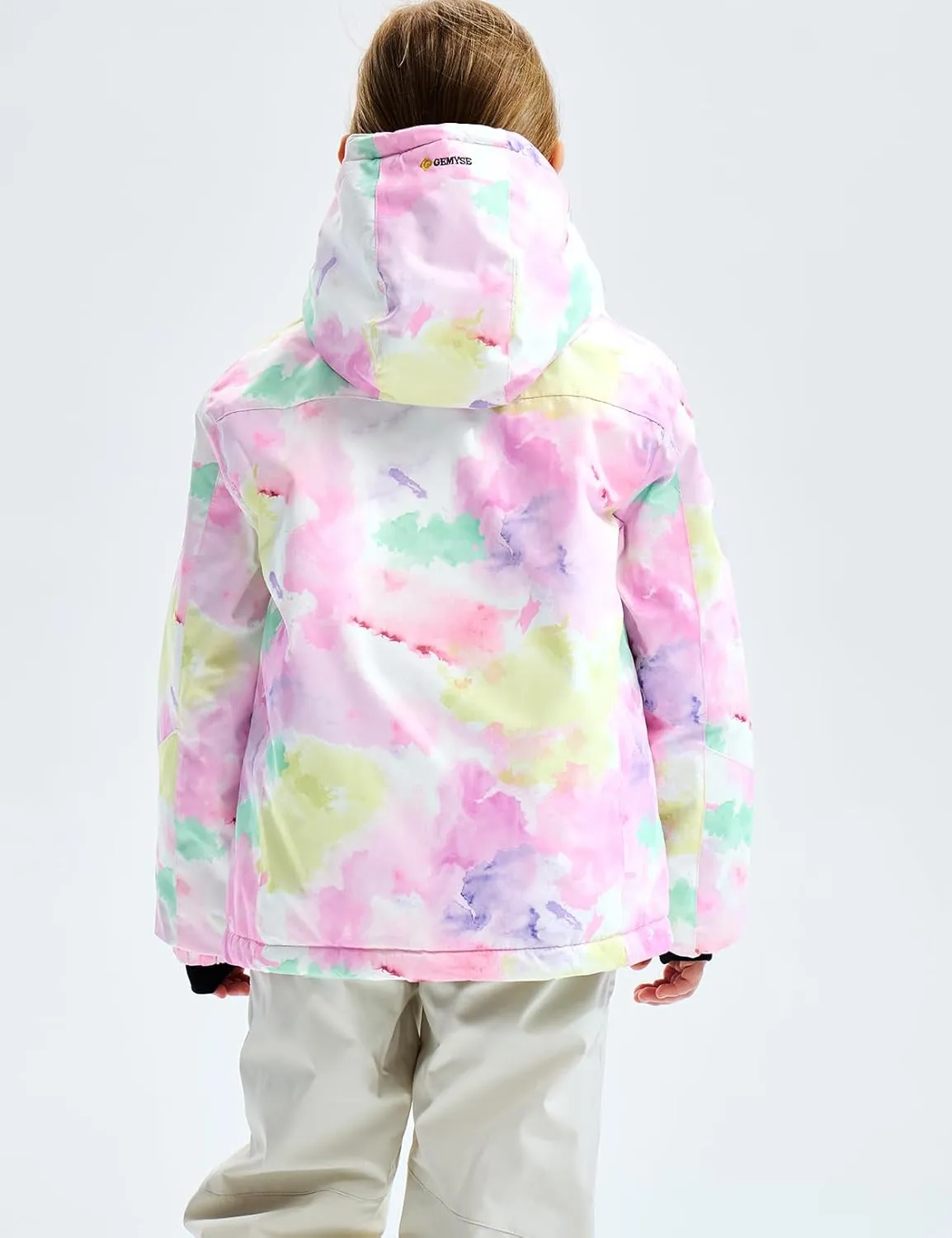 GEMYSE Girl's Waterproof Ski Snow Jacket Fleece Windproof Winter Jacket with Hood