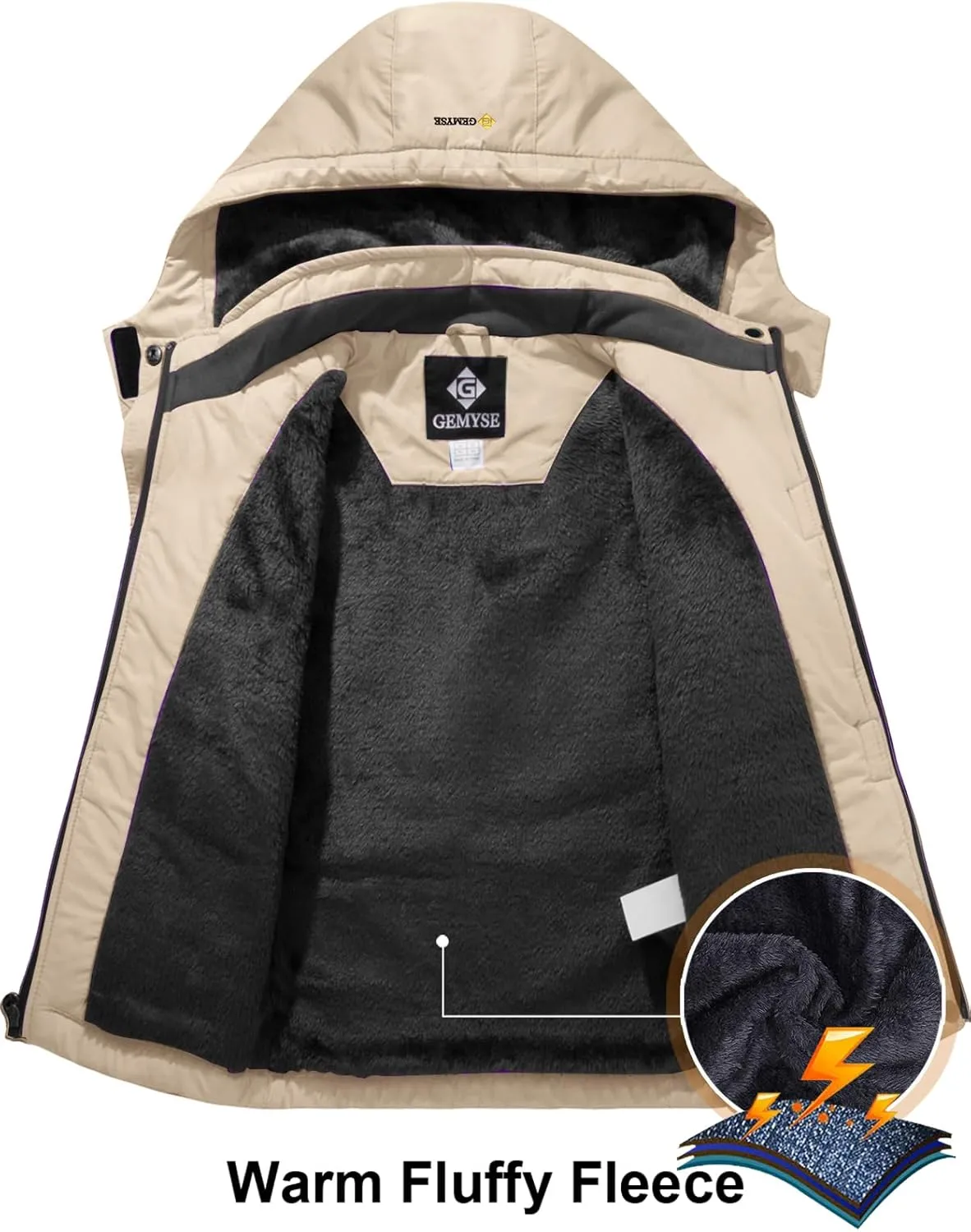 GEMYSE Girl's Waterproof Ski Snow Jacket Hooded Fleece Lined Windproof Winter Jacket