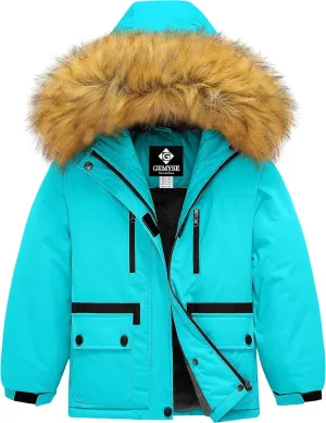 GEMYSE Girl's Winter Waterproof Ski Snow Jacket Fleece Windproof Jacket with Hood