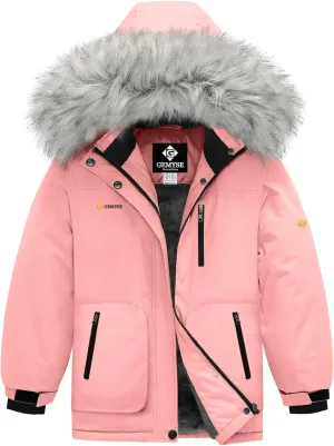 GEMYSE Girl's Winter Waterproof Ski Snow Jacket Hooded Fleece Lined Windproof Coat
