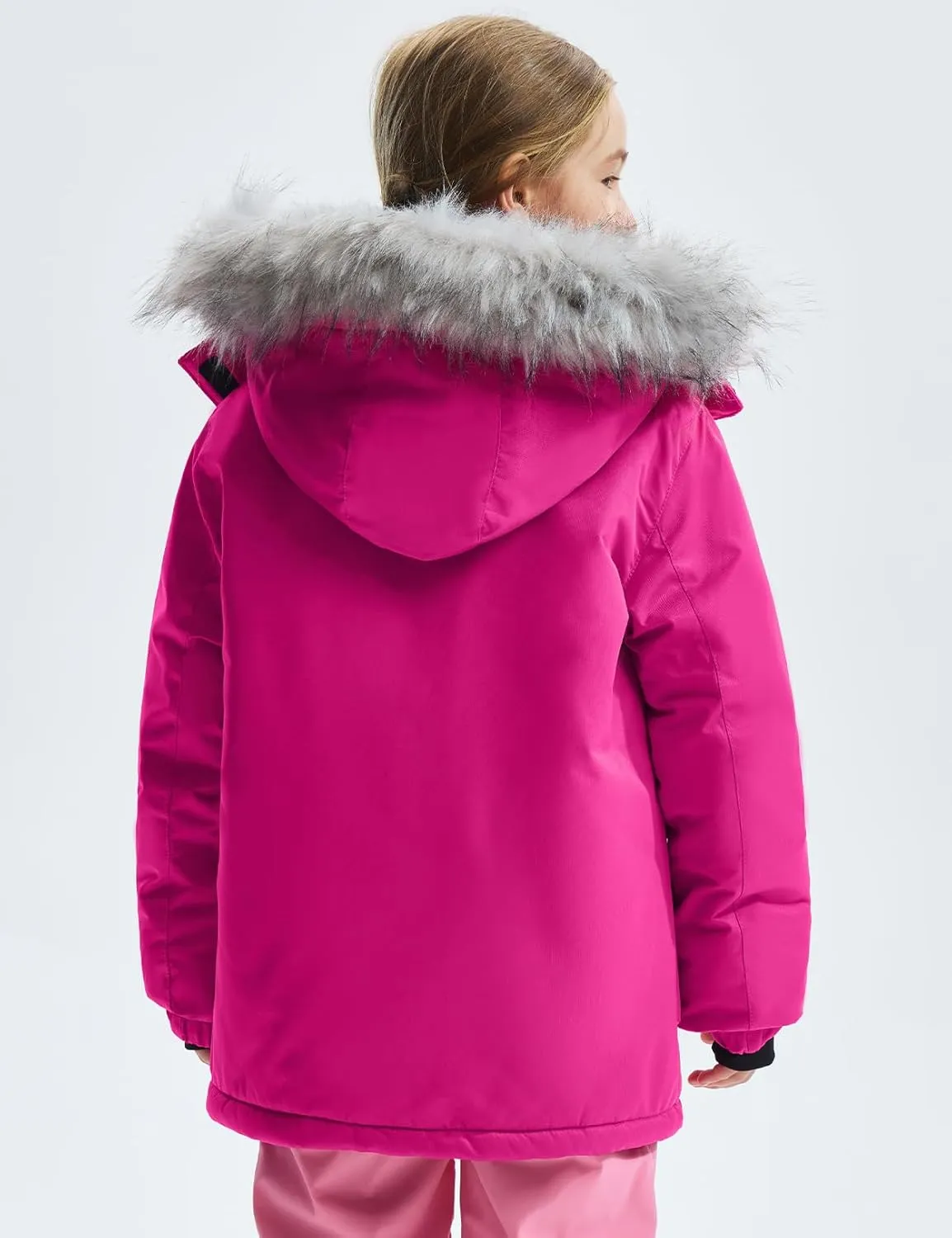 GEMYSE Girl's Winter Waterproof Ski Snow Jacket Hooded Fleece Lined Windproof Coat