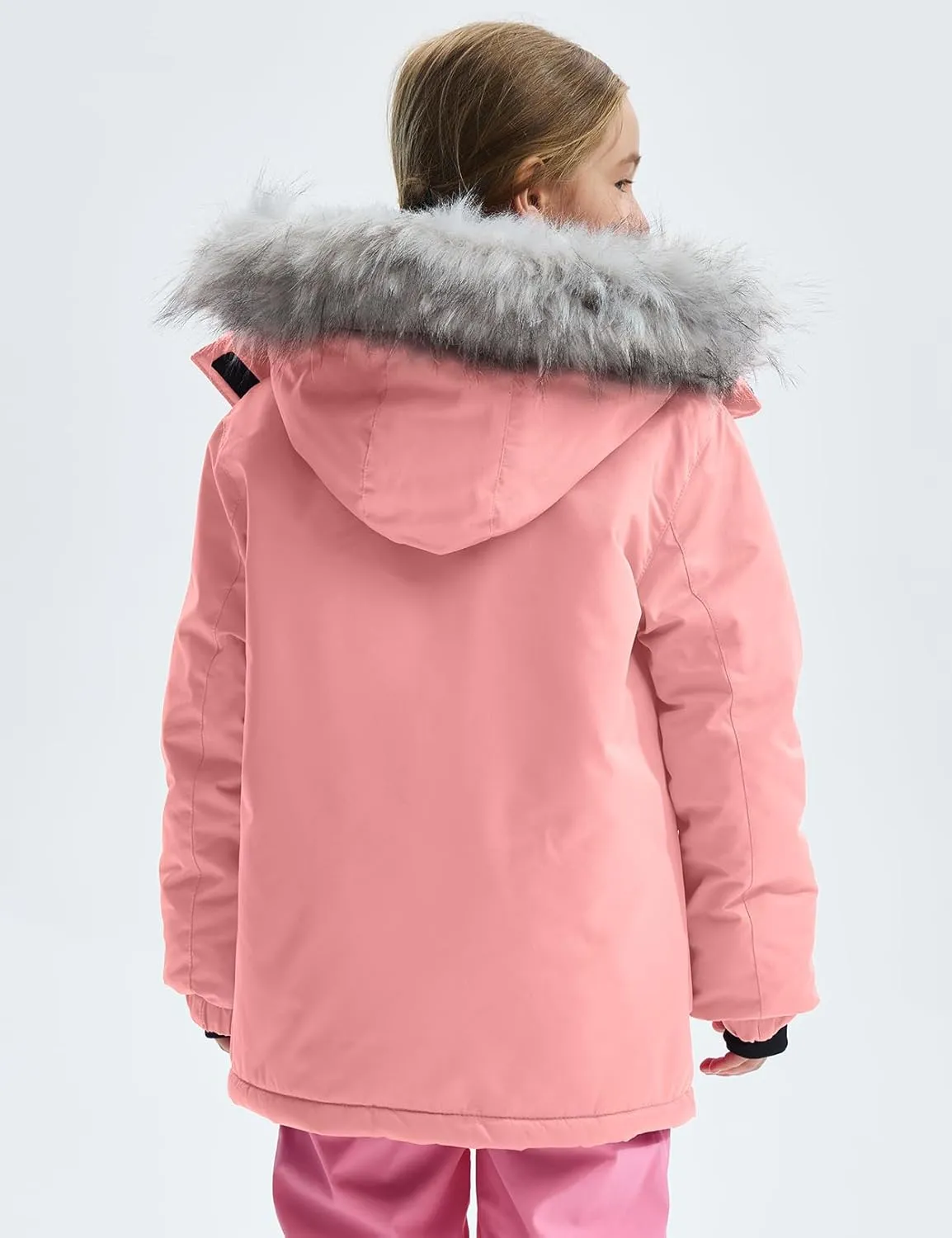 GEMYSE Girl's Winter Waterproof Ski Snow Jacket Hooded Fleece Lined Windproof Coat