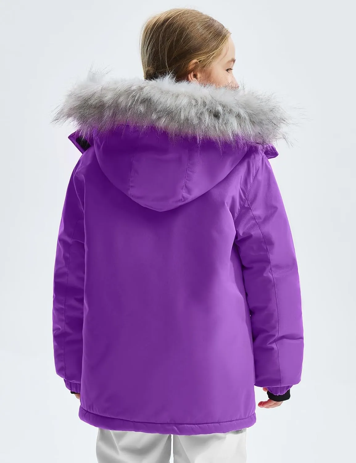 GEMYSE Girl's Winter Waterproof Ski Snow Jacket Hooded Fleece Lined Windproof Coat