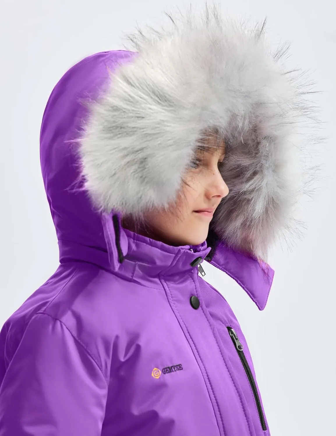 GEMYSE Girl's Winter Waterproof Ski Snow Jacket Hooded Fleece Lined Windproof Coat