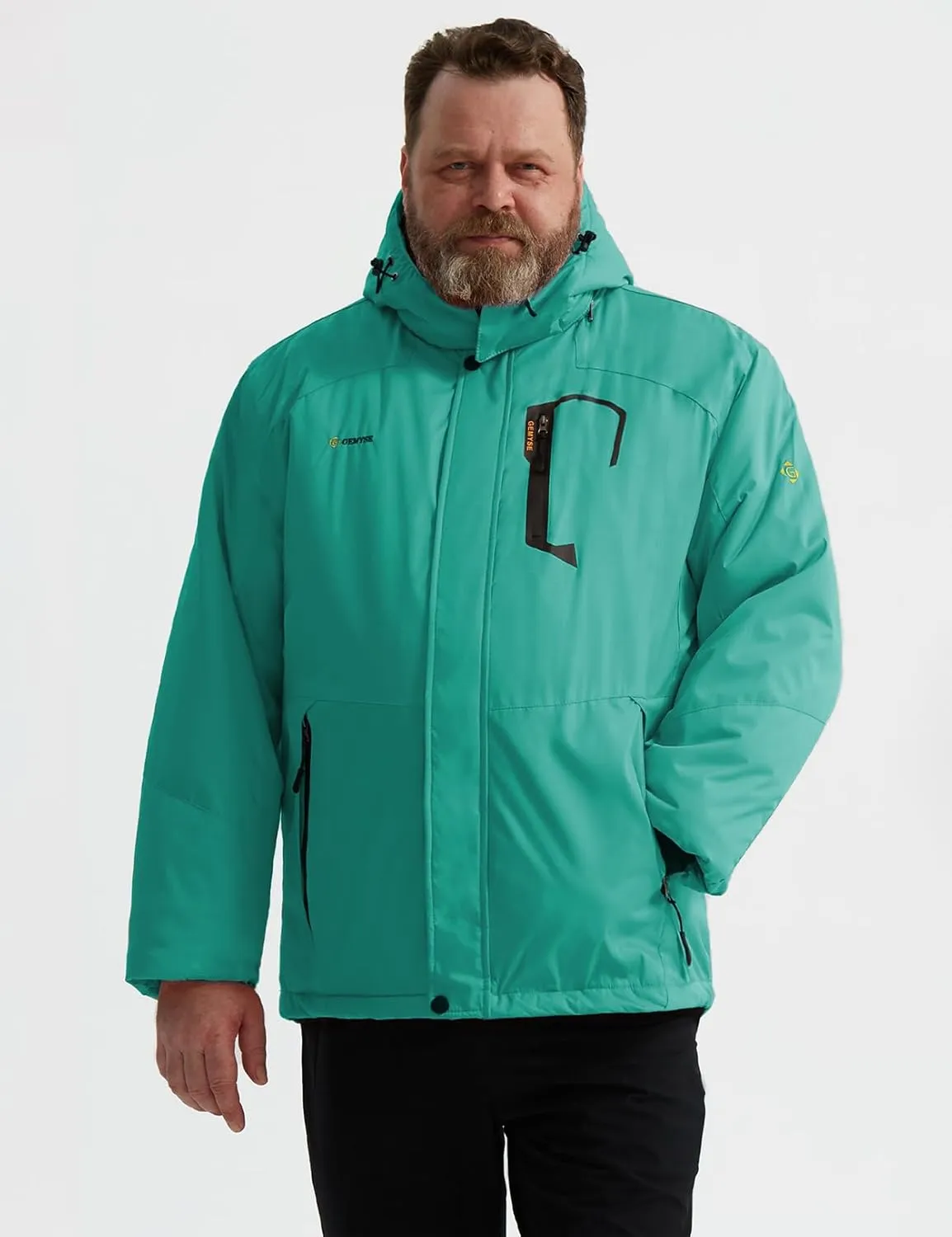 GEMYSE Men's Mountain Waterproof Ski Snow Jacket Winter Windproof Rain Jacket
